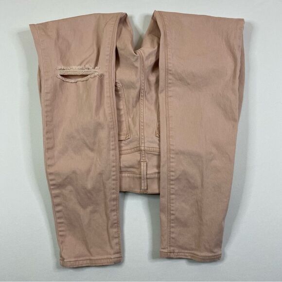 Express Leggings Women's 4S Pastel Pink Mid Rise Stretch Distressed Ripped Knee - Picture 7 of 10